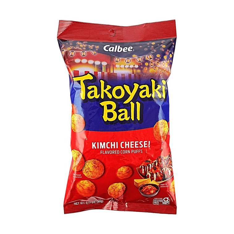 Takoyaki Ball Corn Puffs,Kimchi Cheese Flavor,3.17oz【Gluten-Free】